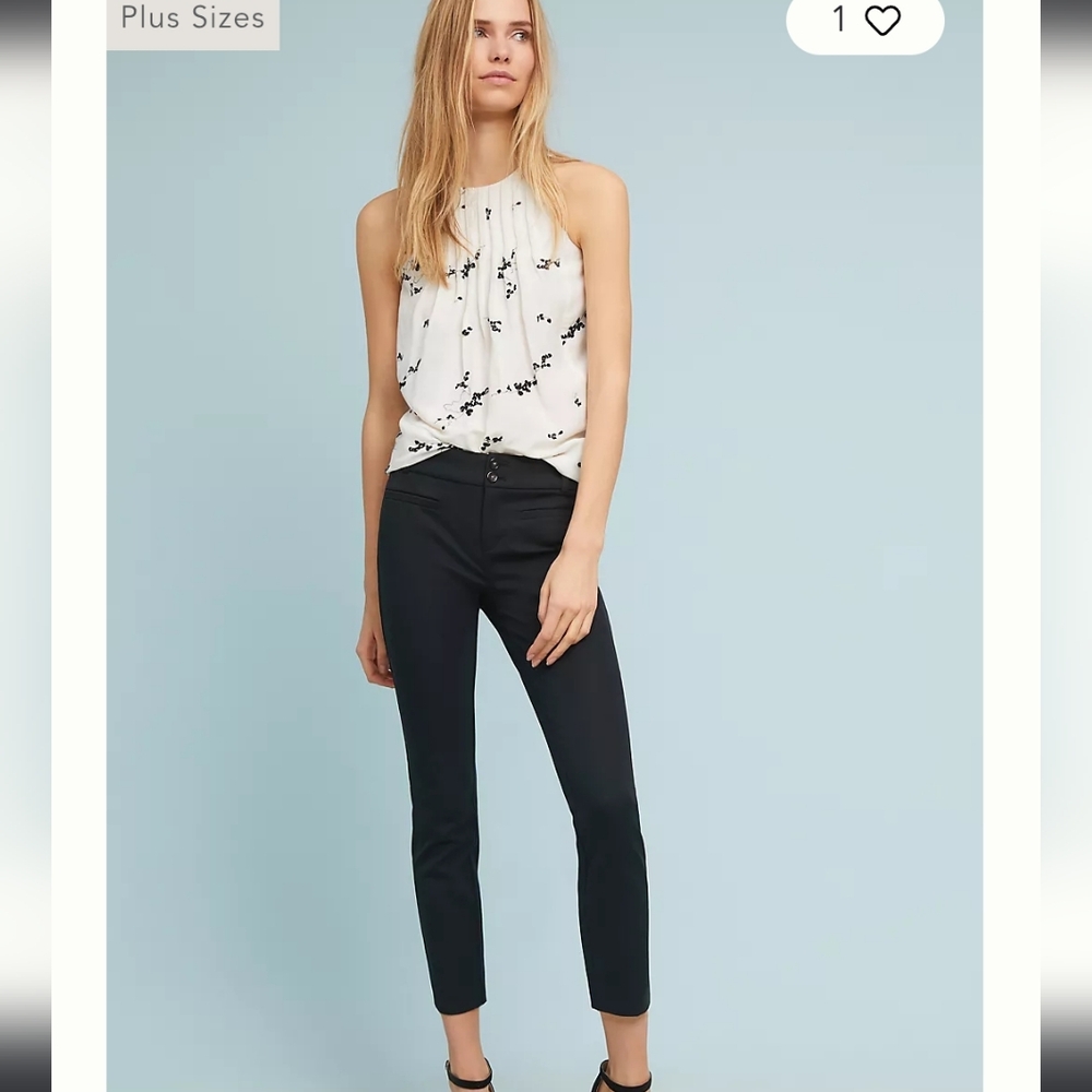 Anthropologie The Essential Slim Black Trousers Size 0 - Picture 4 of 16
